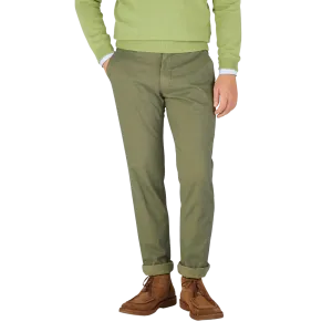 Military Green Cotton Stretch Chinos