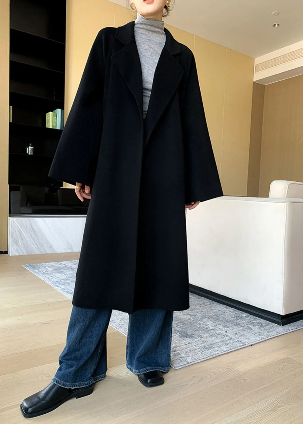 Minerva Relaxed Fit Belted Double Face Wool Coat