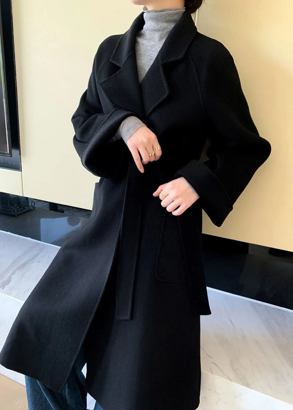 Minerva Relaxed Fit Belted Double Face Wool Coat