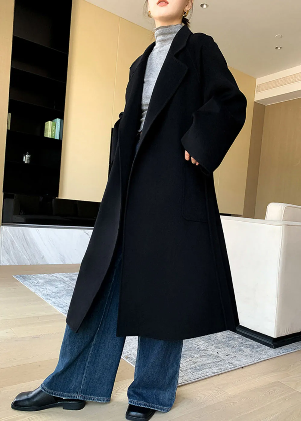 Minerva Relaxed Fit Belted Double Face Wool Coat