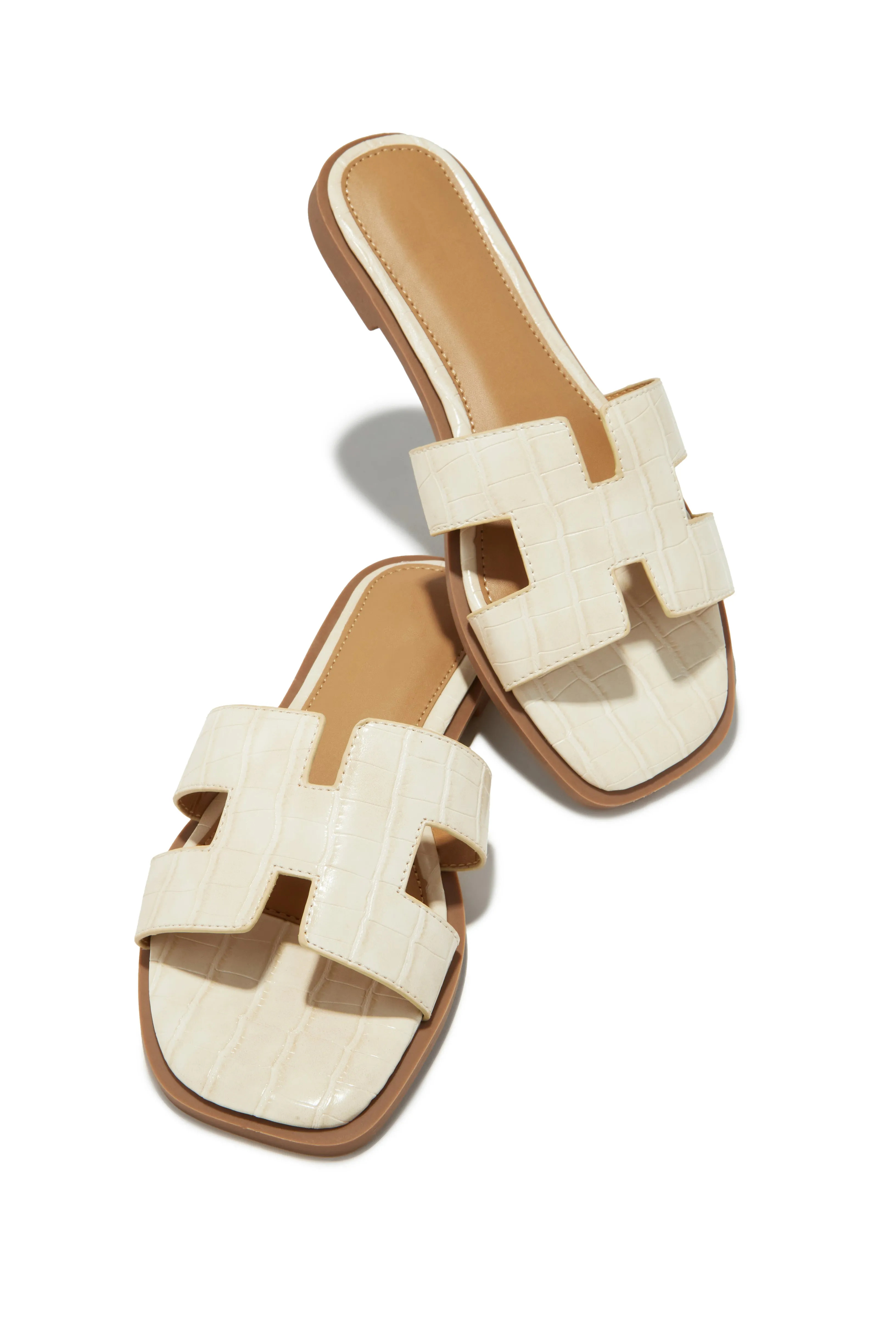 Miraya Slip On Sandals - Ivory Croc