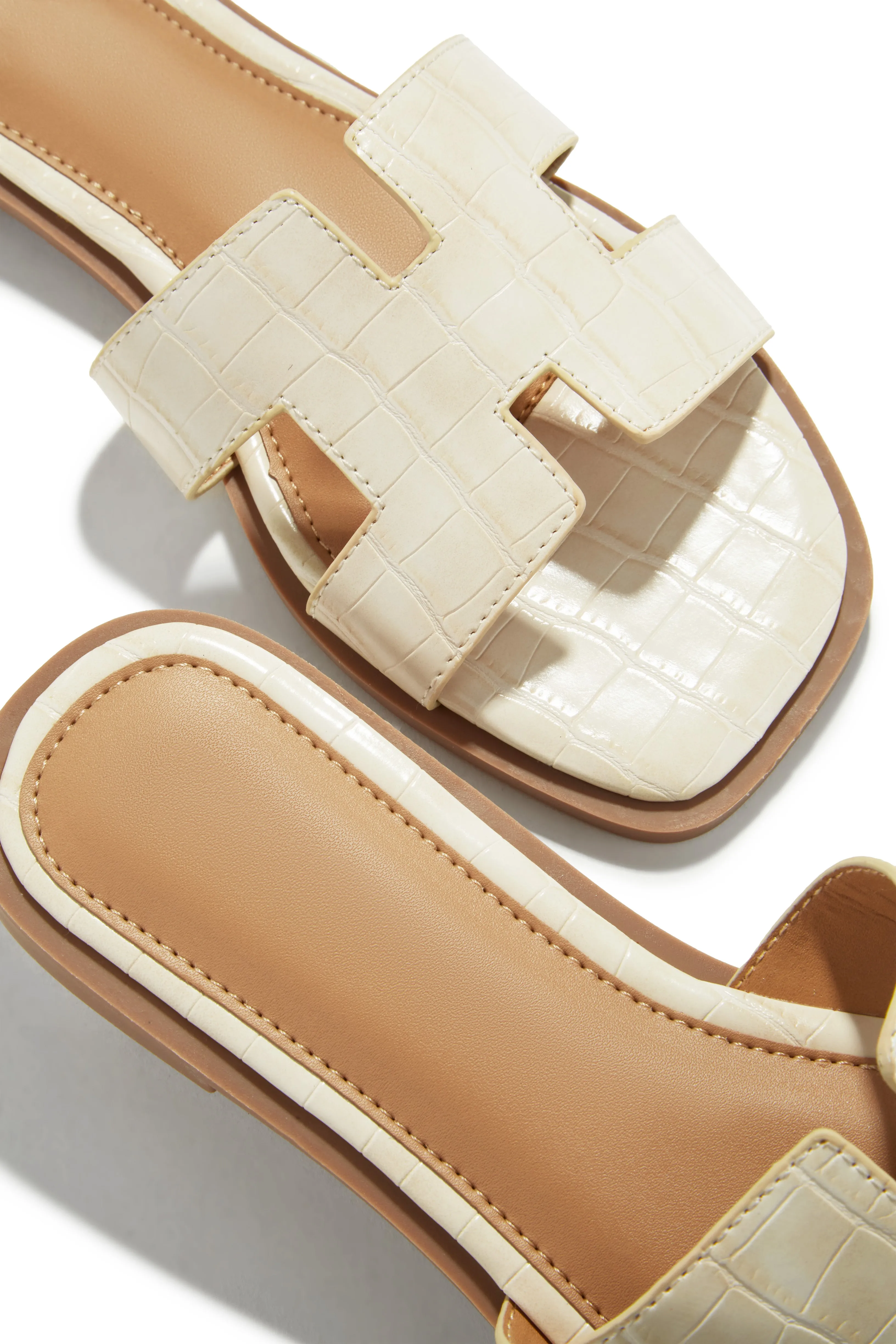 Miraya Slip On Sandals - Ivory Croc