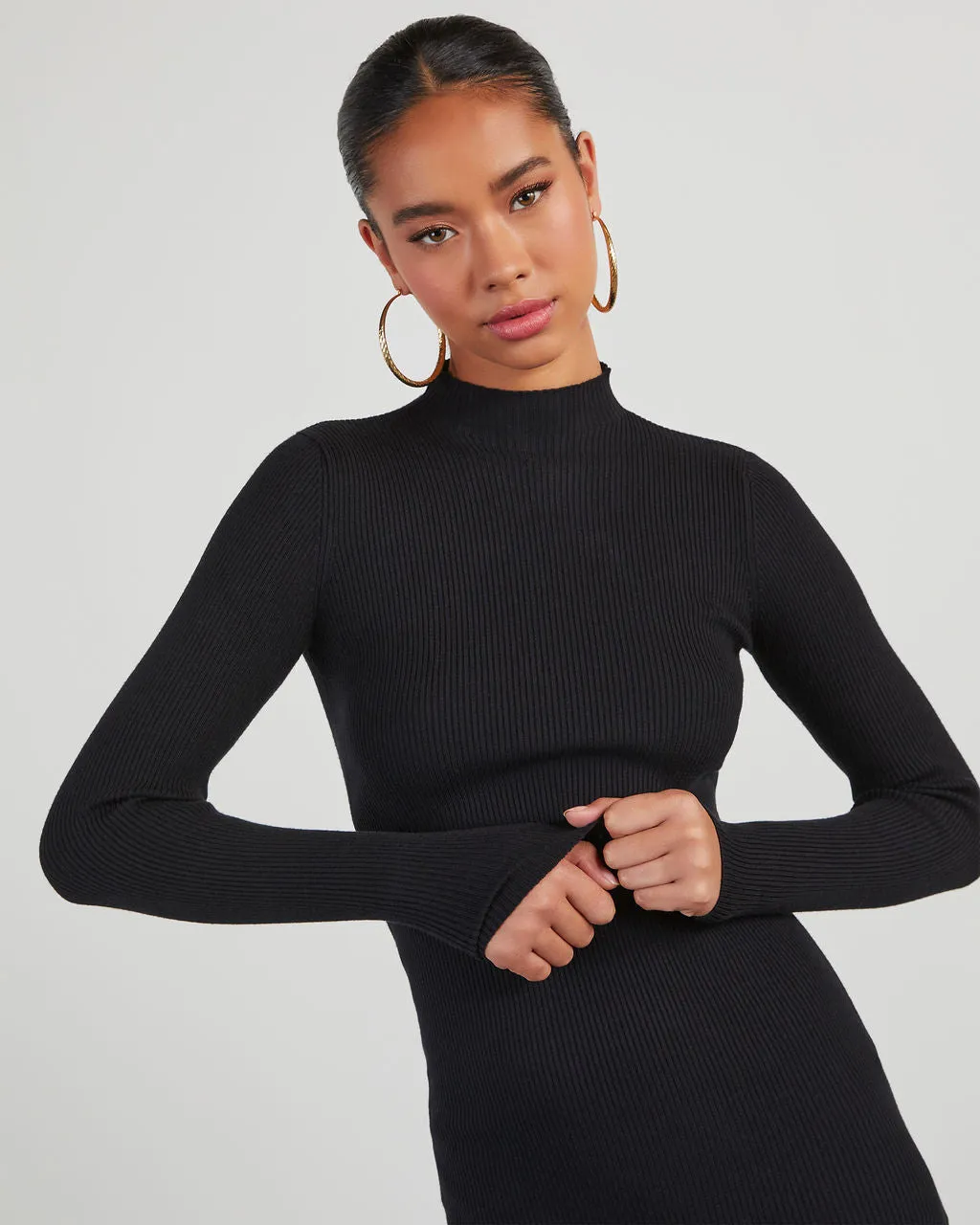 Newtown Mock Neck Knit Midi Dress