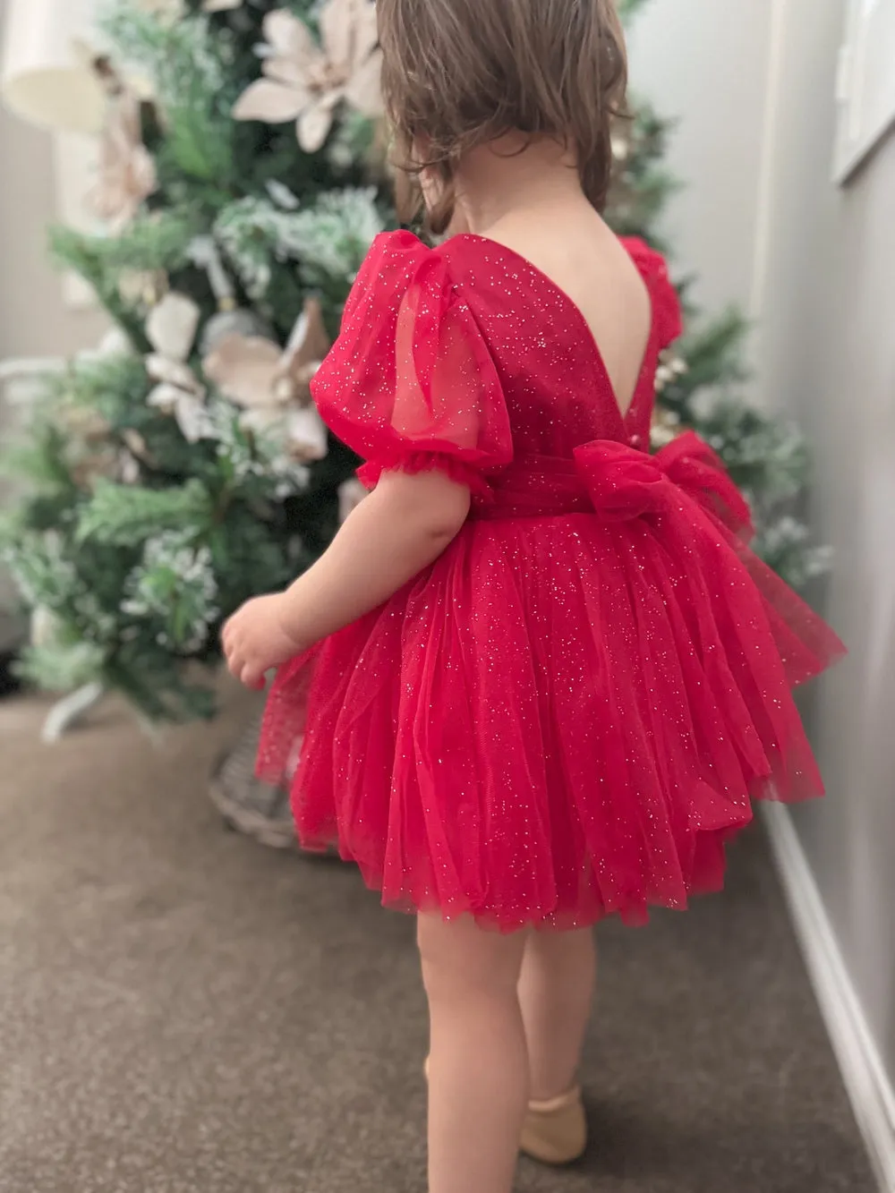 Nina Red Sparkle Christmas Romper