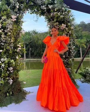 Orange Prom Dress Women Sexy Dresses Elegant Party Dress     fg1972