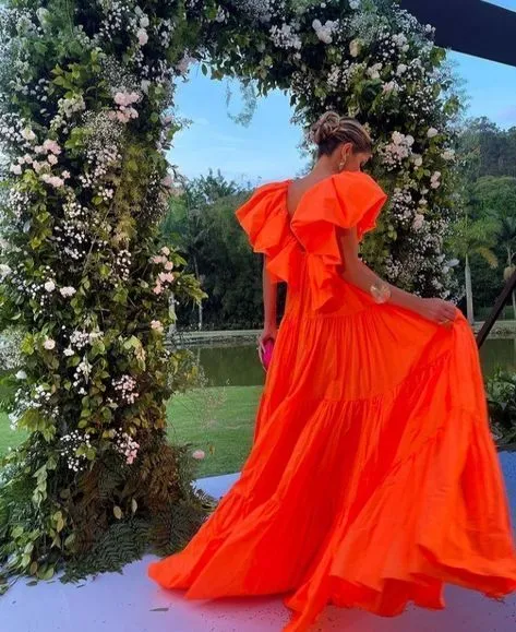 Orange Prom Dress Women Sexy Dresses Elegant Party Dress     fg1972