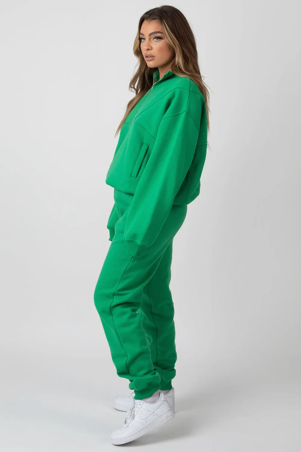 Oversized Half Zip Pullover Sweat Green