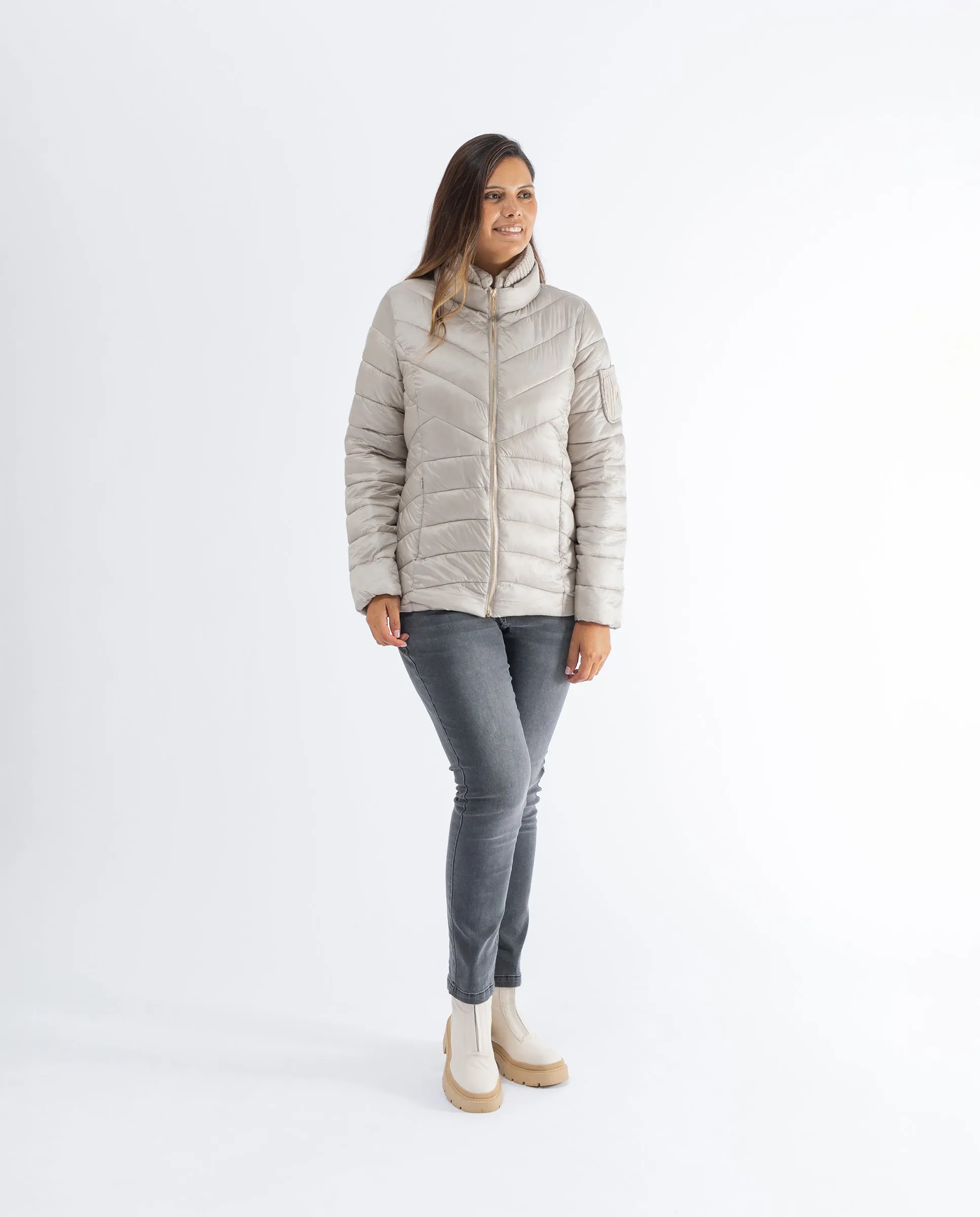 PARKA CUELLO Y BOLSILLO PUNTO BEIGE