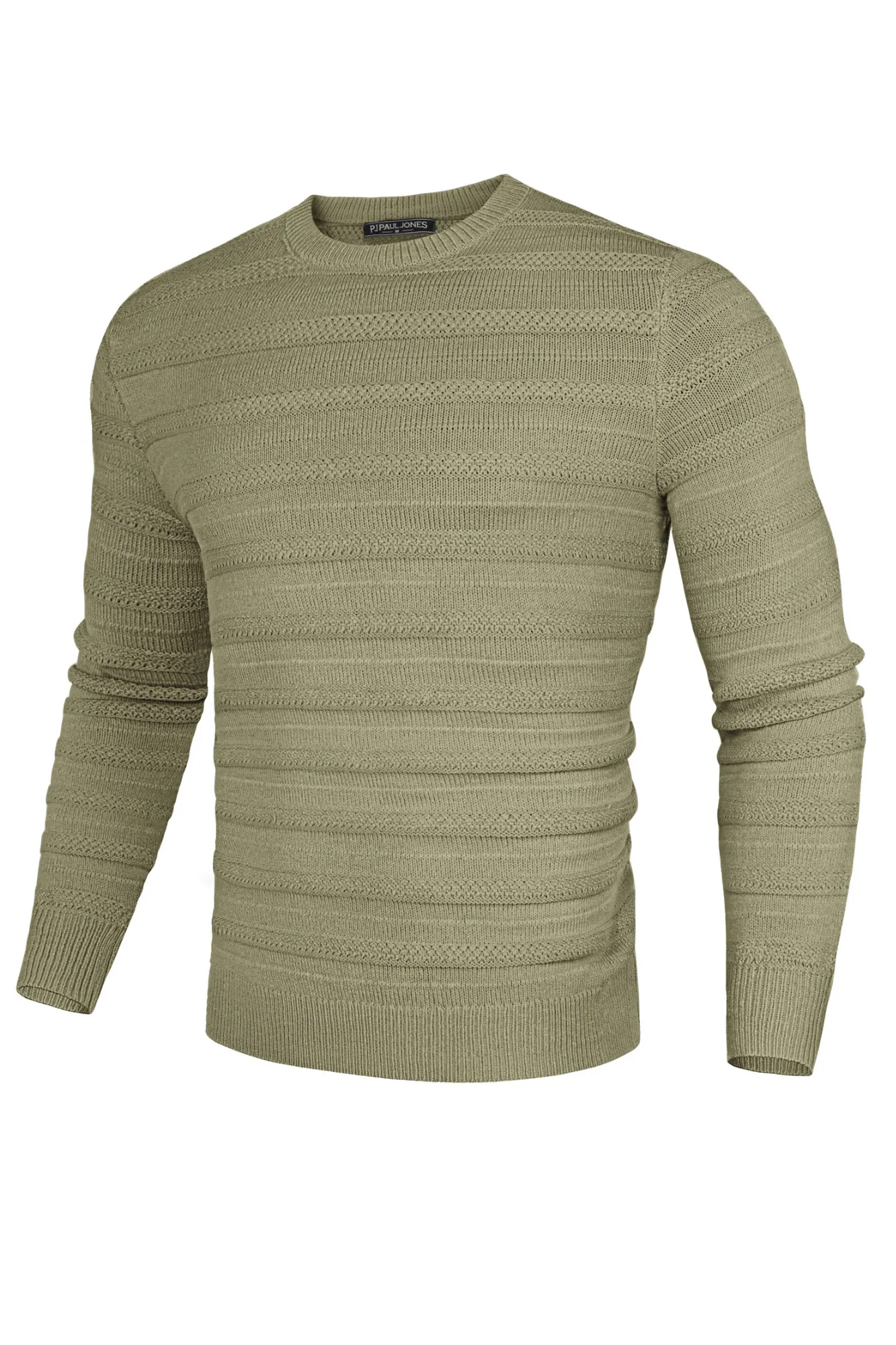 PJ Men Textured Sweater Long Sleeve Crew Neck Ribbed Cuff Pullover Knitwear