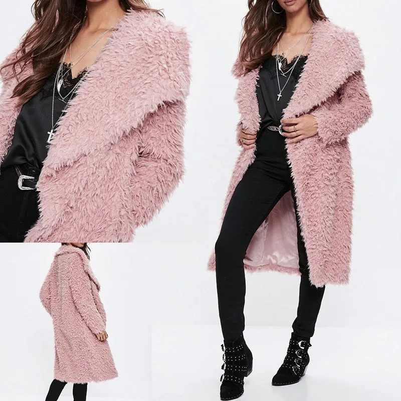 Posh Long Winter Faux Fur Coat