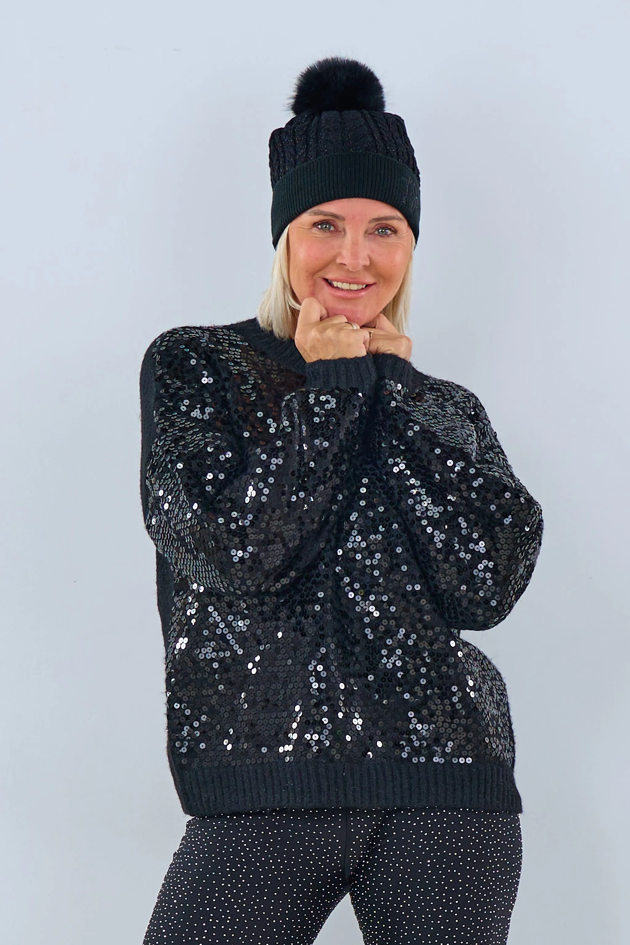 Pulli "Pailletten", schwarz