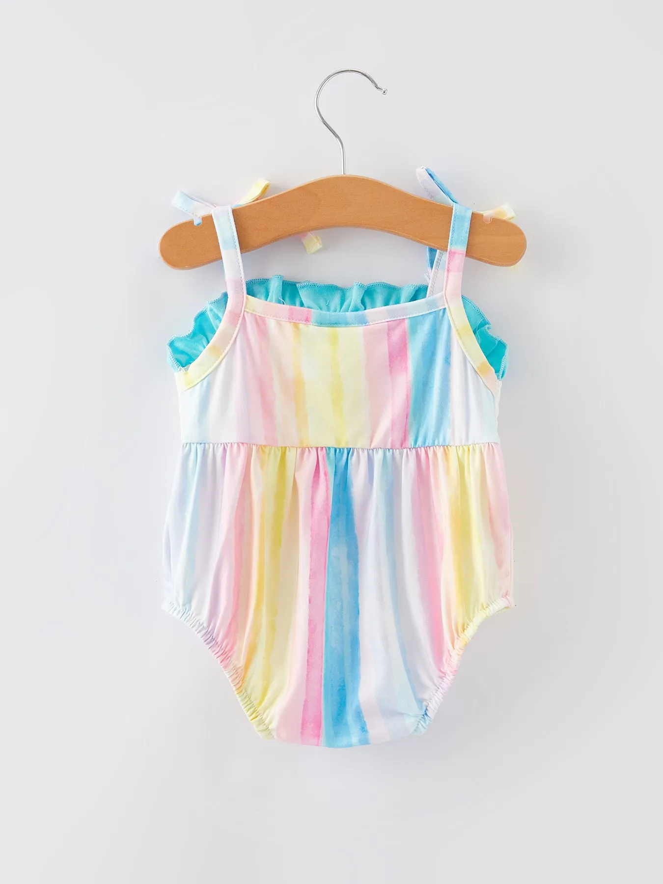 Rainbow Clouds Smocking Embroidery Girls' Romper