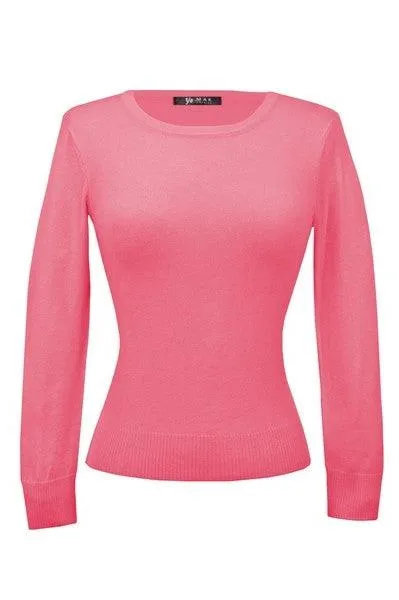 Retro Crew Neck Sweater - Pink