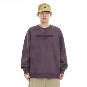 Retro heavy Oversized Crew neck Pullover sweatshirt for men