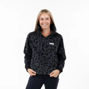 Rivanna Fleece Pullover | The Leopard Camo - Charcoal Grey/Midnight Black