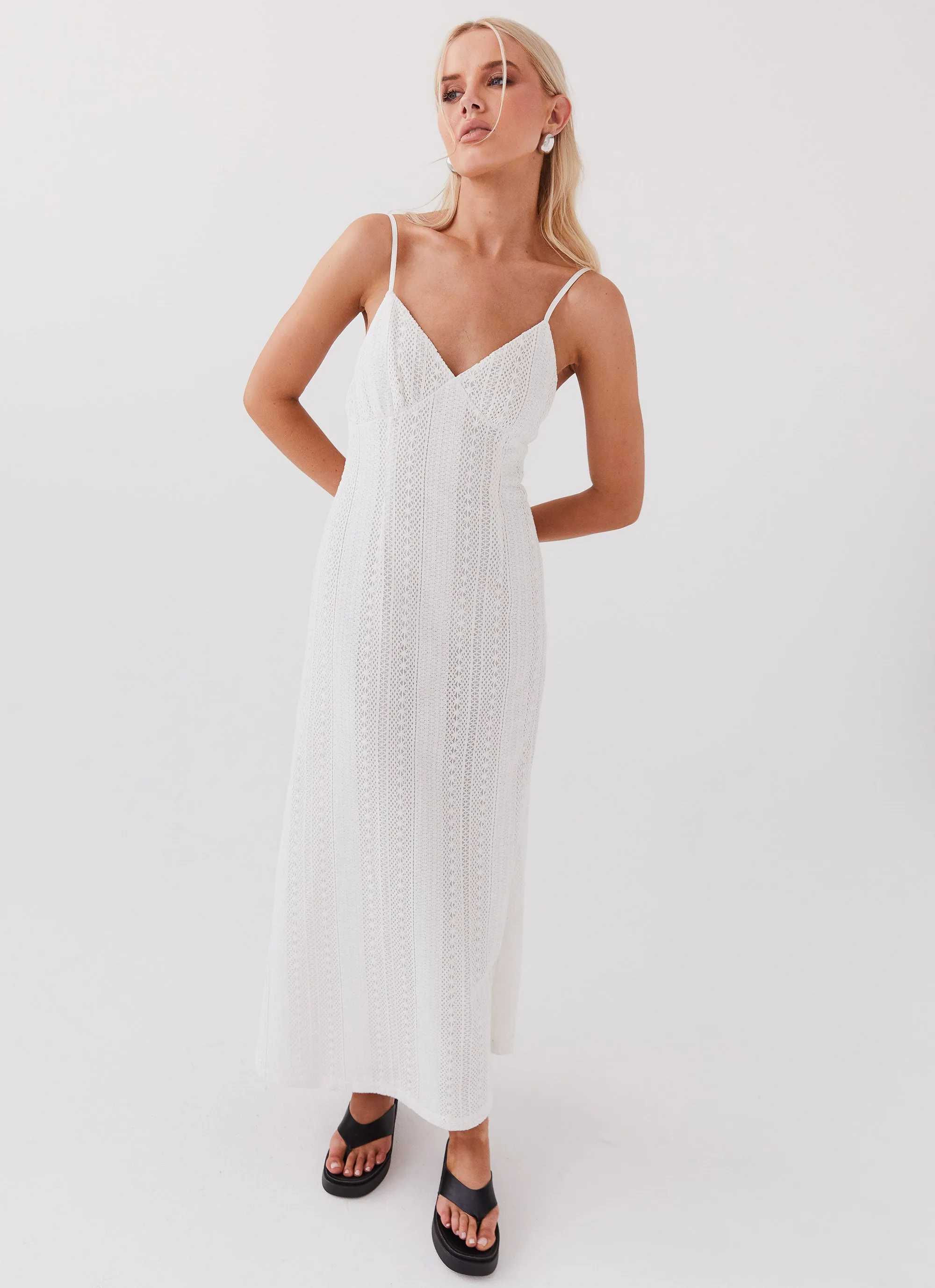 Riveria Knit Maxi Dress - White