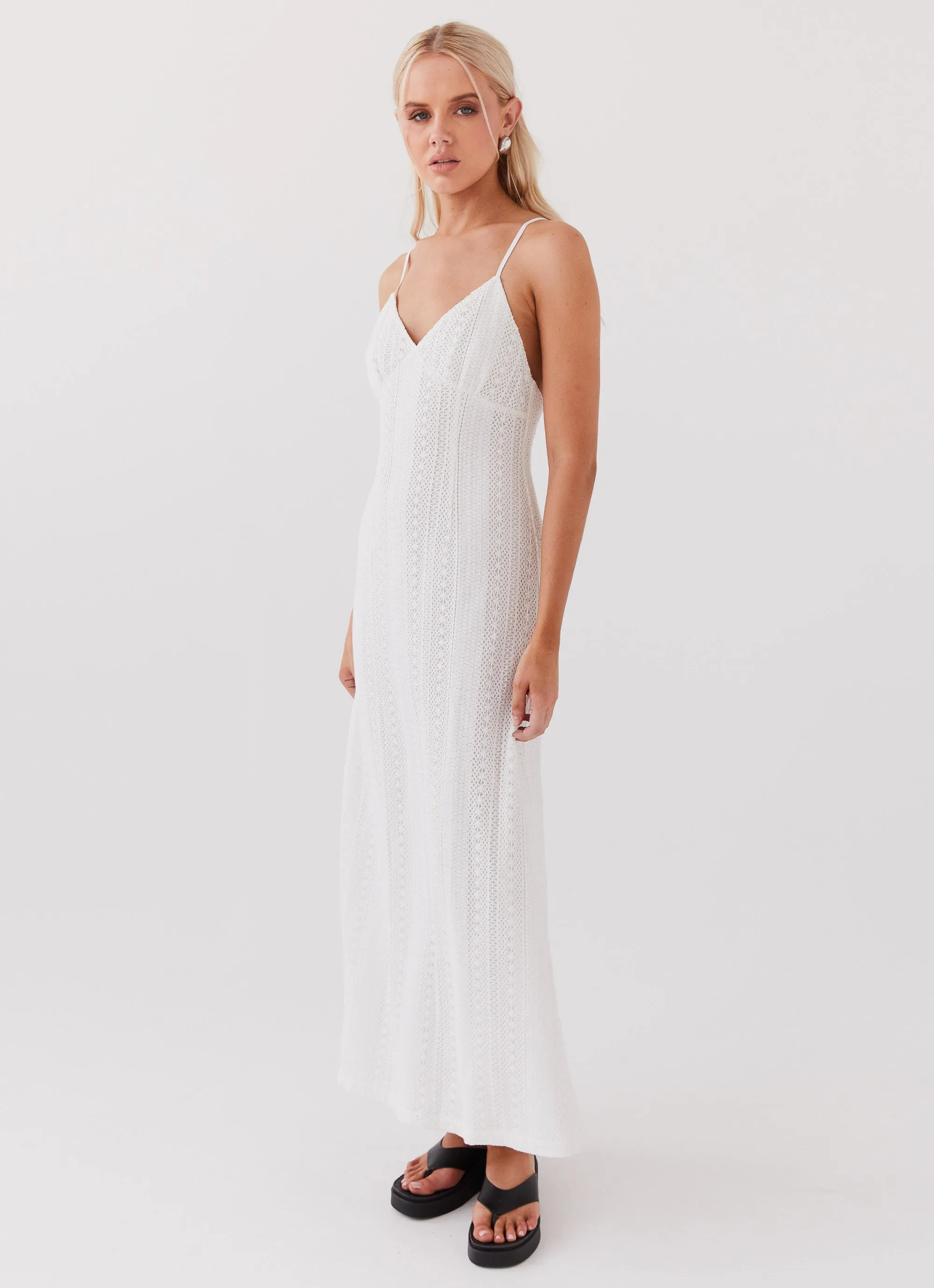 Riveria Knit Maxi Dress - White