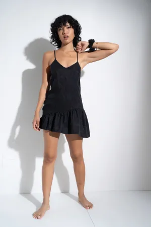 Ruffle Slip - Black