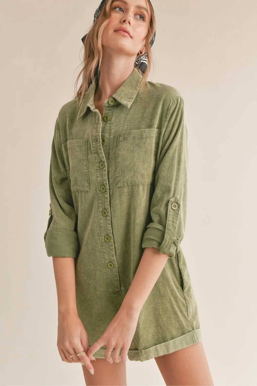 Sadie & Sage Women's Corduroy Romper | Green