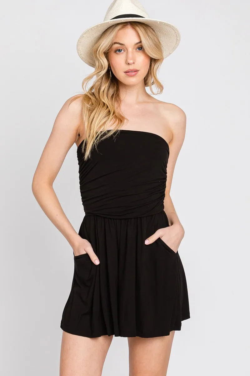 Sally Shirring Romper (Black)