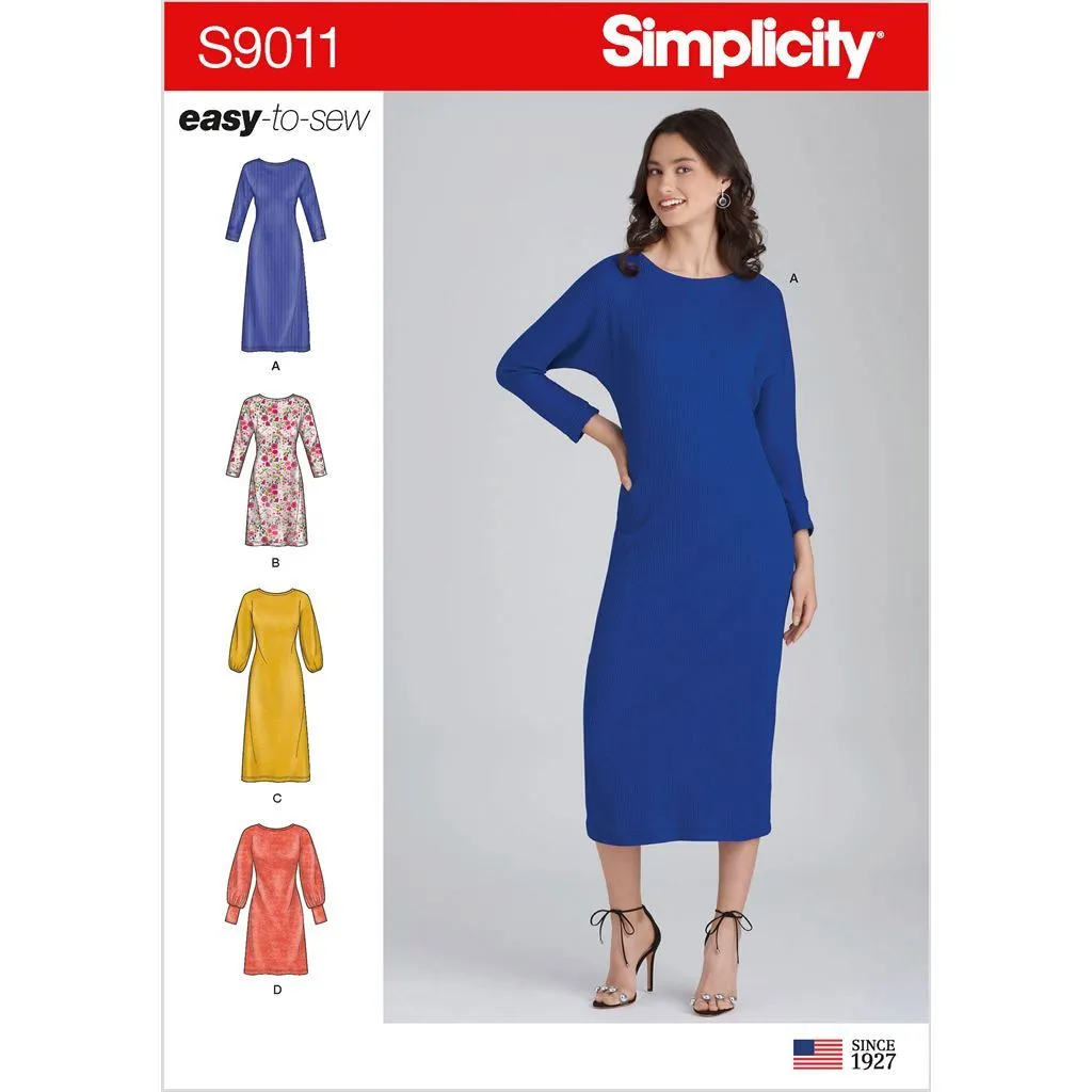 Simplicity Sewing Pattern S9011 Misses' Knit Pullover Dresses