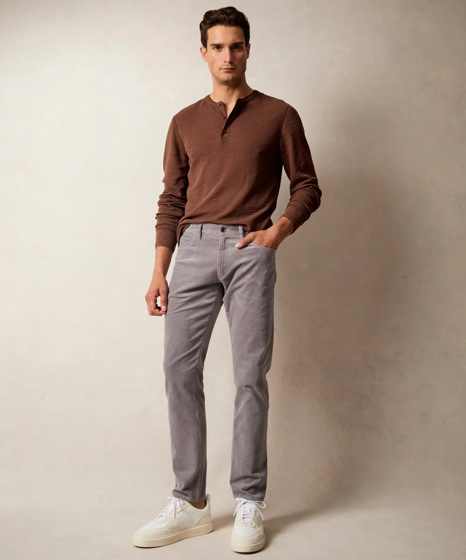 Slim Fit 5-Pocket Corduroy Pant in Graystone