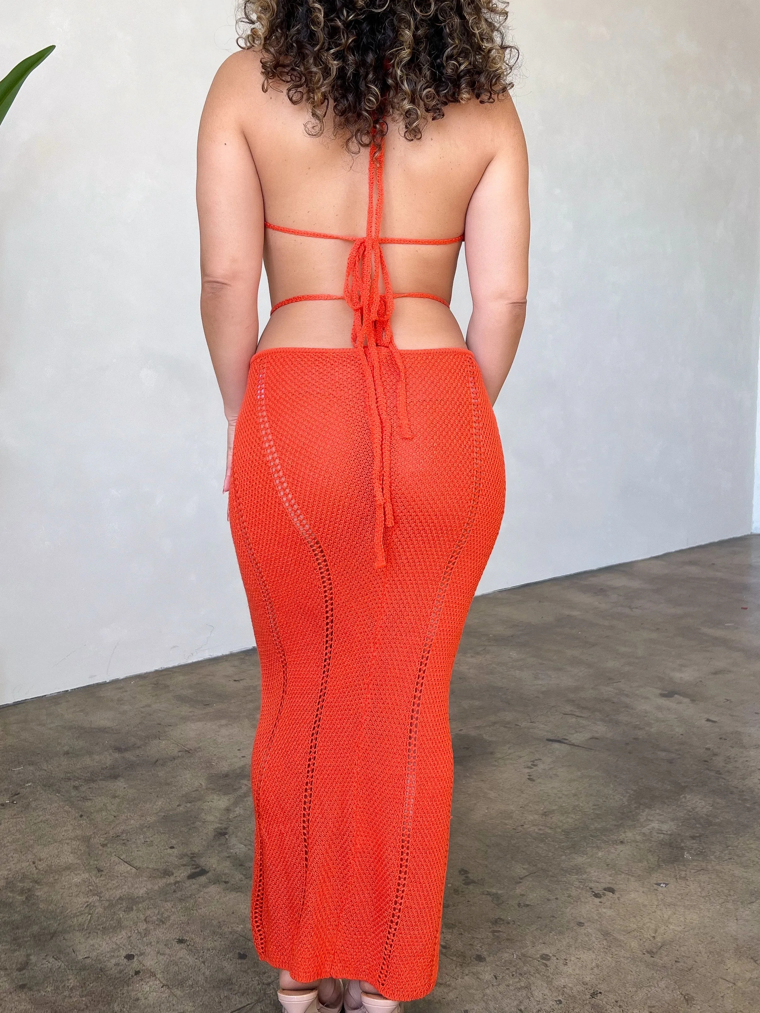 Sorella Knit Halter Dress (Orange)