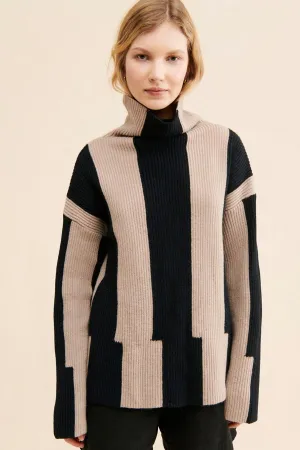 Stripe Turtleneck Pullover