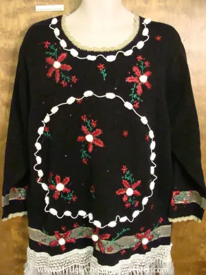 Tacky Poinsettias Corny Christmas Sweater Pullover