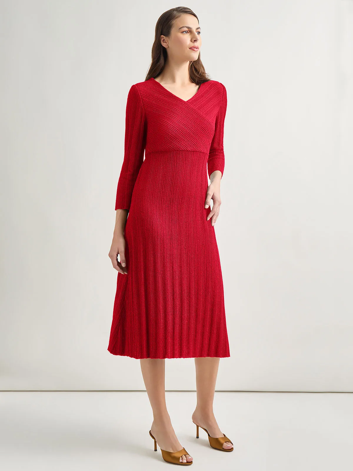 Textural Stripe Knit Midi Dress