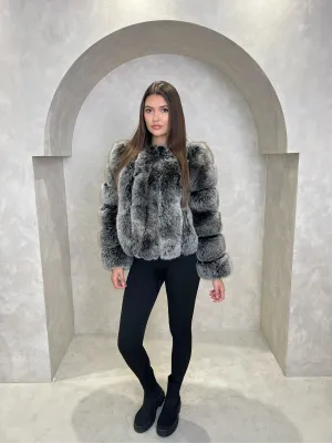 Two Tone Luxury Fur Vertical Pelt Coat