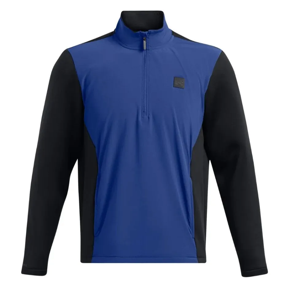 Under Armour Mens Drive Pro Storm Hybrid Pullover Tech Blue/Black/Metallic Silver