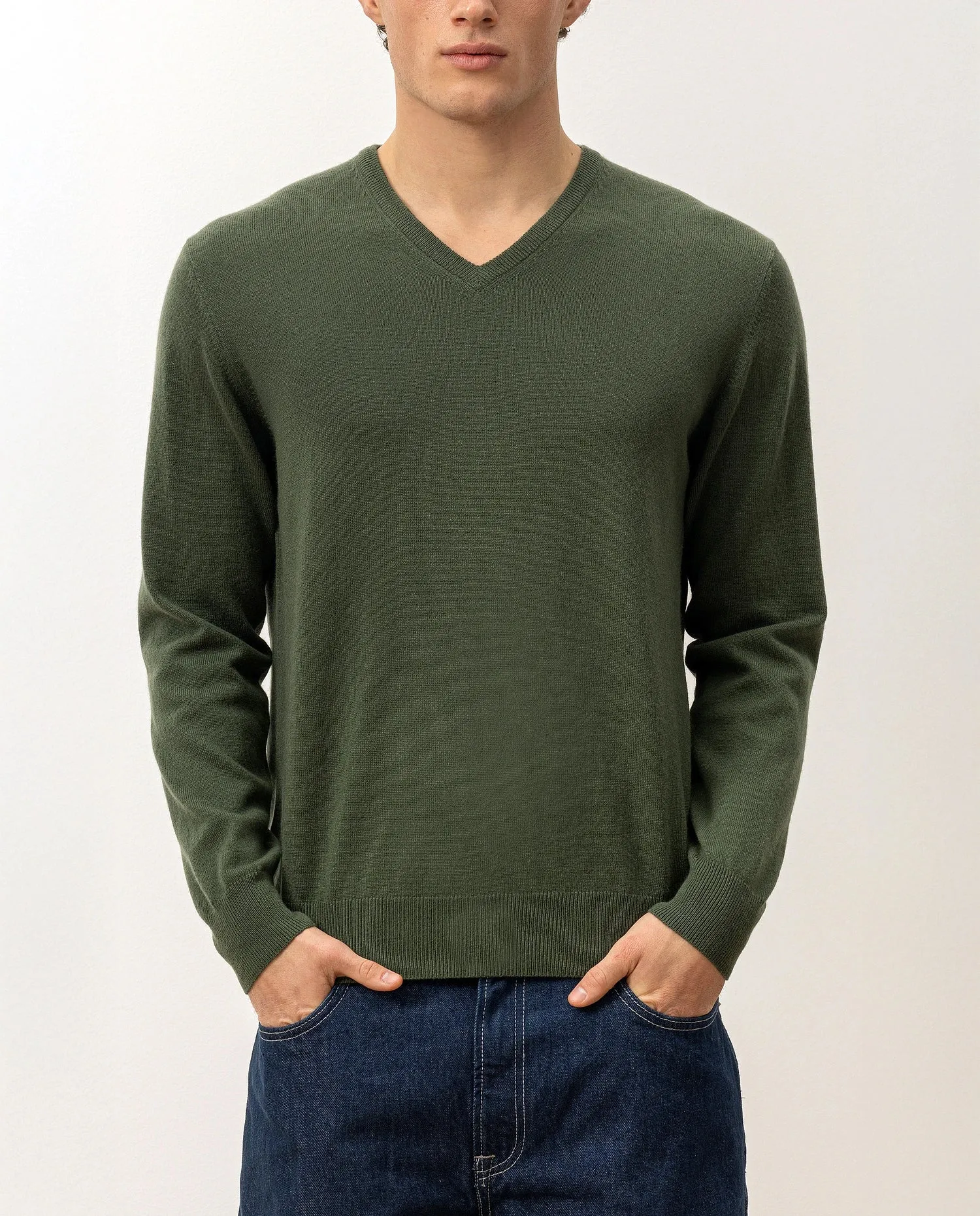 V-Ausschnitt Pullover aus Cashmere in Grün