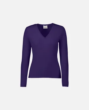 V-Pullover aus Cashmere in Lila