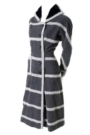 Valerie 9 Rue Auber Paris Boutique Vintage Gray Mohair Opera Coat Dress 8