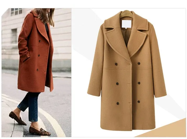 VenusFox Long Sleeve Blazer Wool Coat