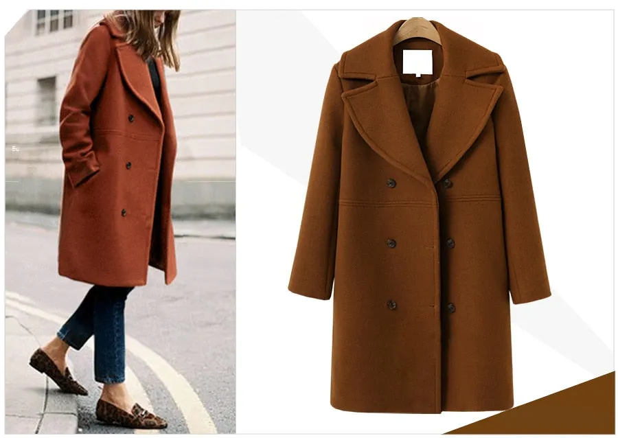 VenusFox Long Sleeve Blazer Wool Coat