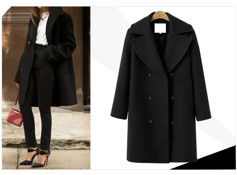 VenusFox Long Sleeve Blazer Wool Coat