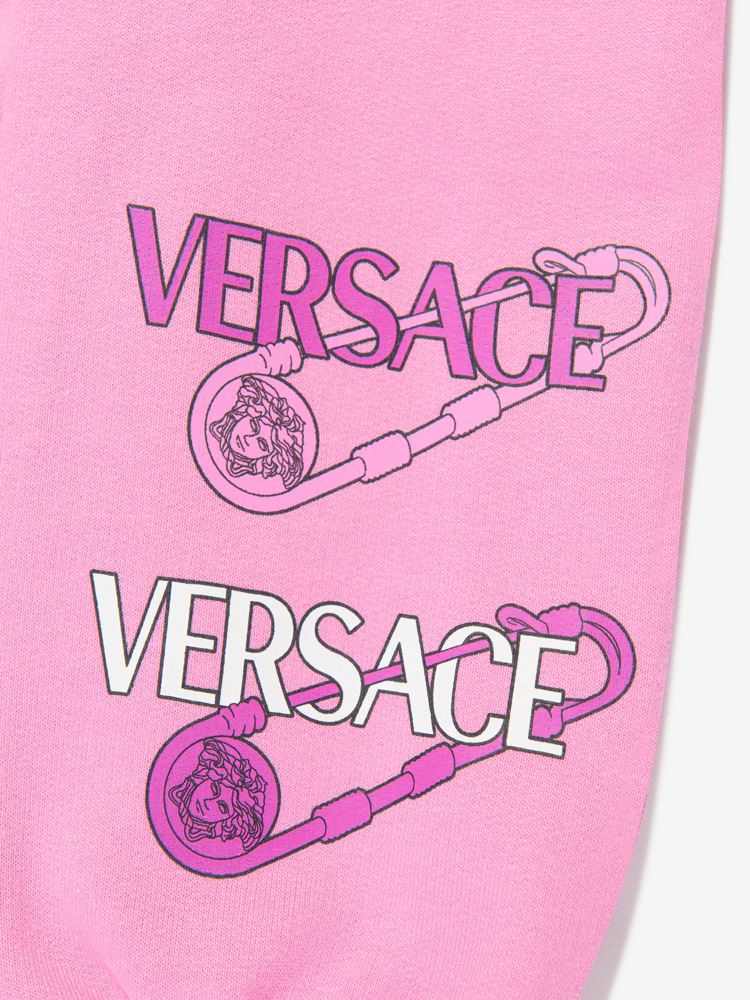 Versace Baby Girls Safety Pin Logo Joggers in Pink