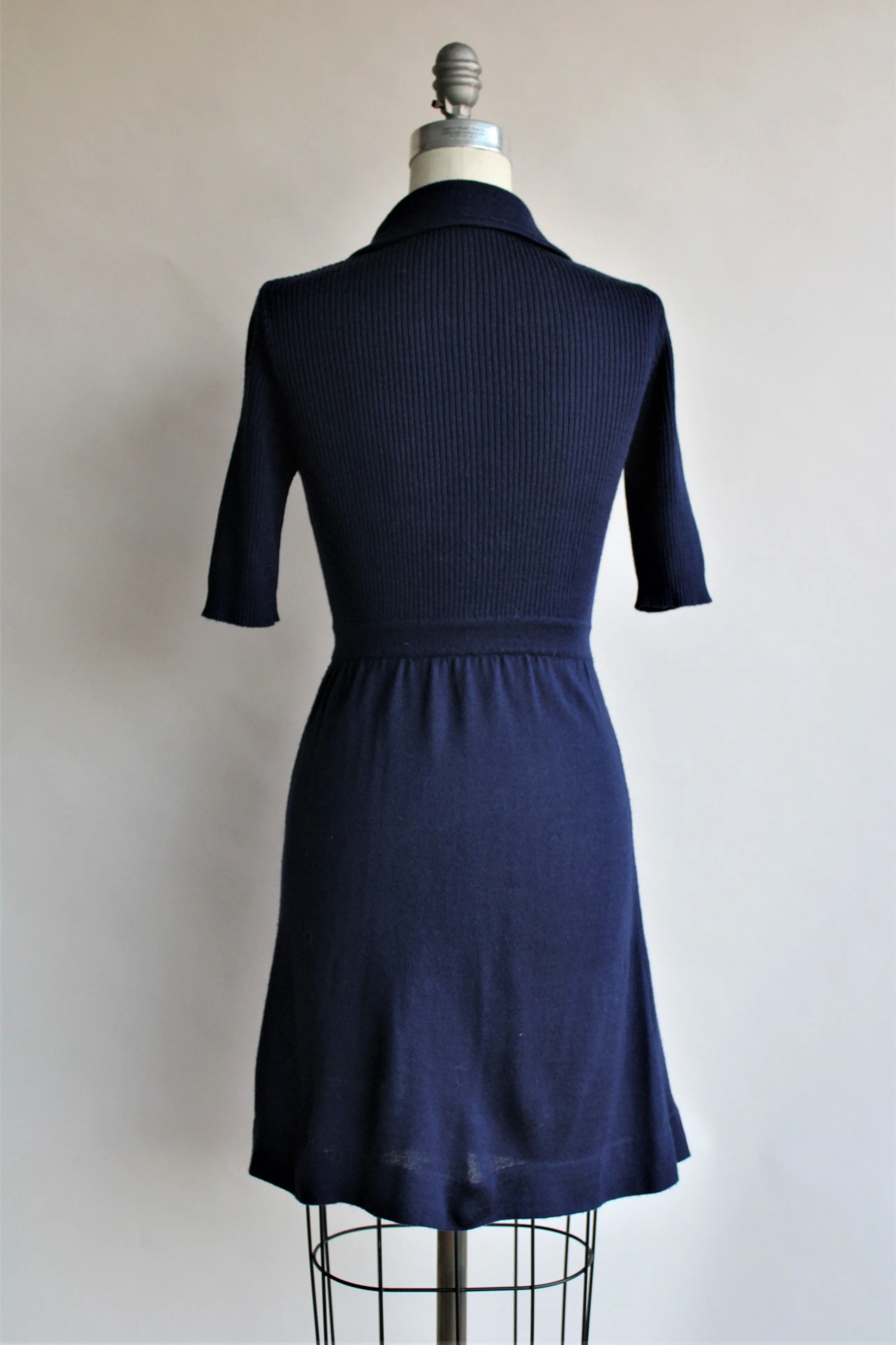 Vintage 1970s Navy Blue Knit Dress