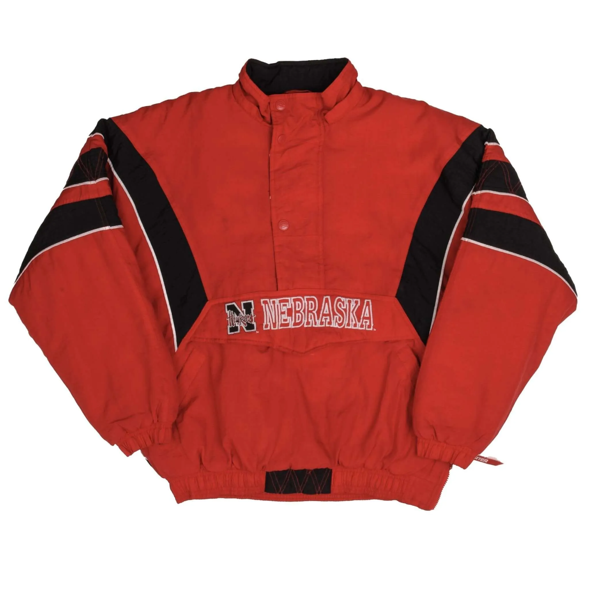 VINTAGE NCAA NEBRASKA HUSKERS 1990S HEAVY PULLOVER STARTER JACKET SIZE LARGE