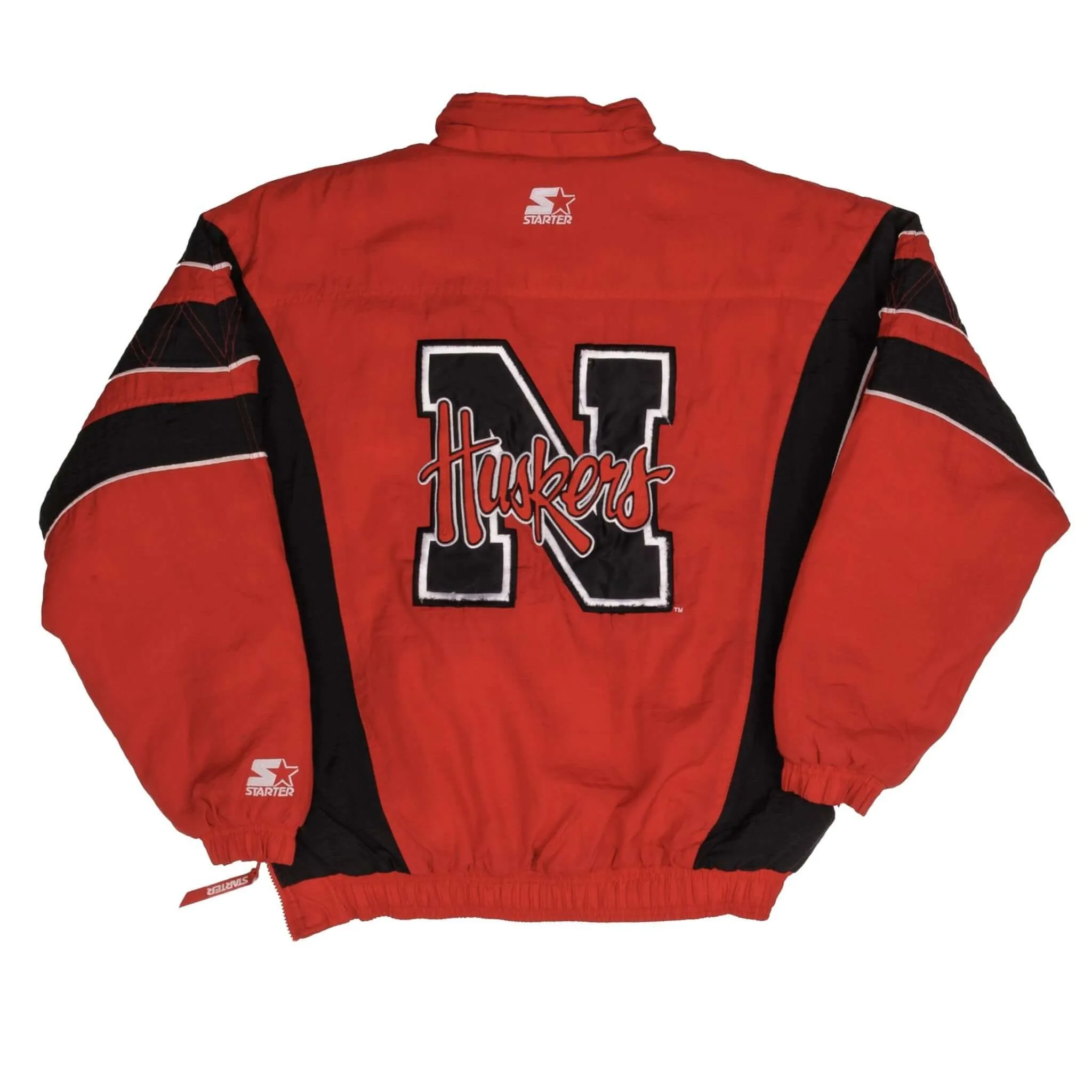 VINTAGE NCAA NEBRASKA HUSKERS 1990S HEAVY PULLOVER STARTER JACKET SIZE LARGE