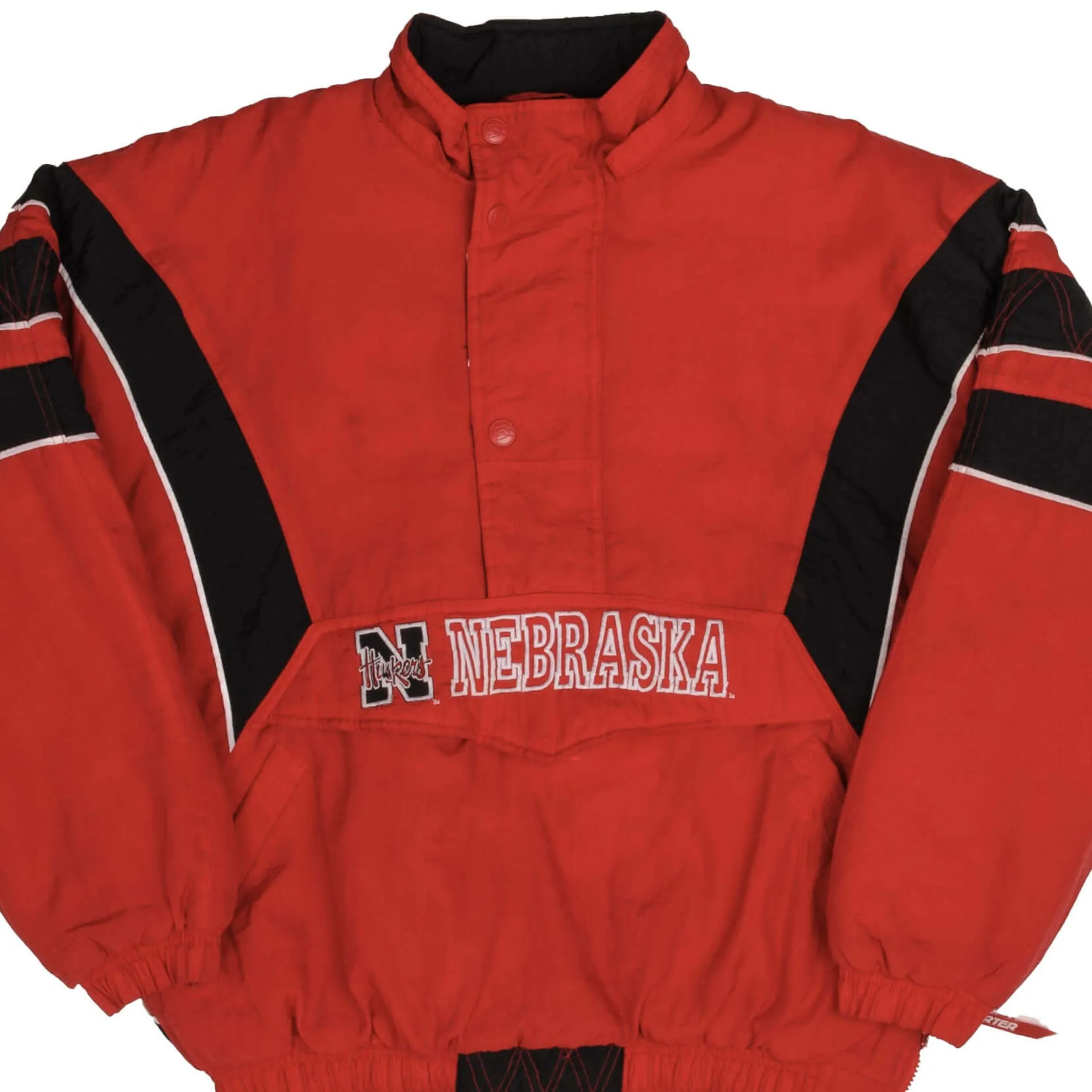 VINTAGE NCAA NEBRASKA HUSKERS 1990S HEAVY PULLOVER STARTER JACKET SIZE LARGE