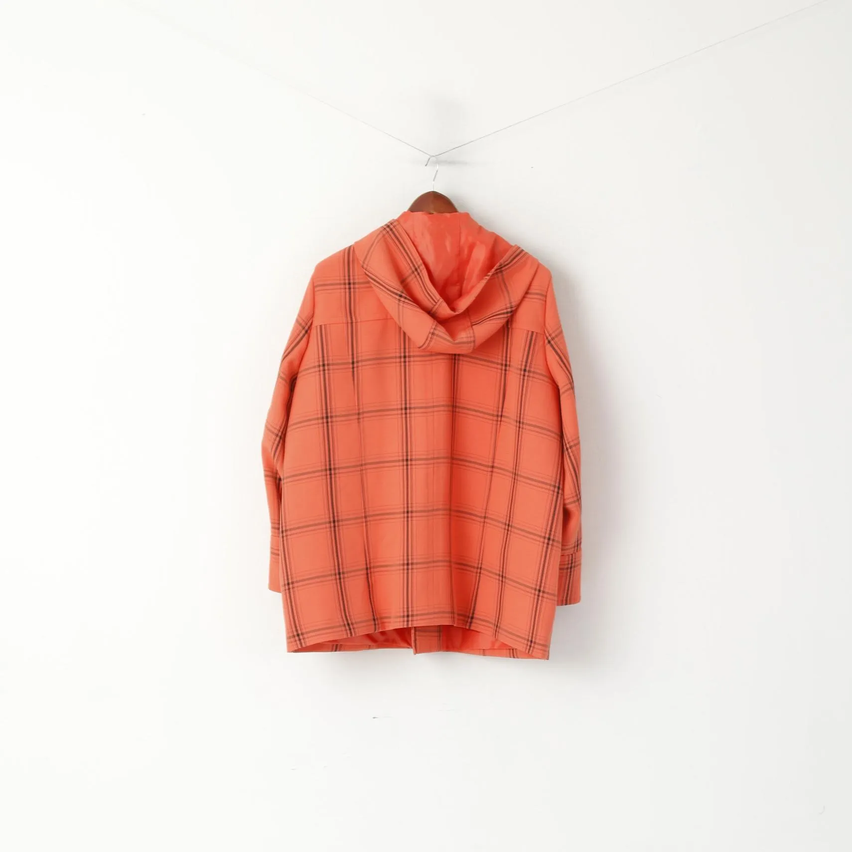 Wardrobe Essentials Women 24 52 XXL Duffle Coat Coral Check  Hooded Top