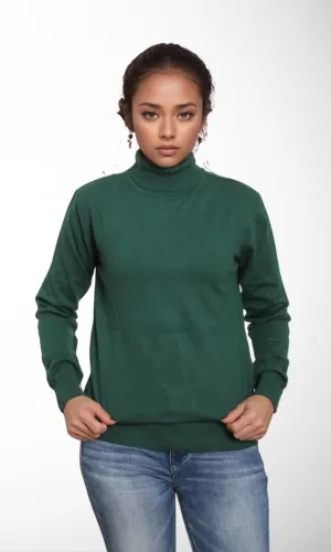 Women Turtleneck Knitwear Sweater (Green)