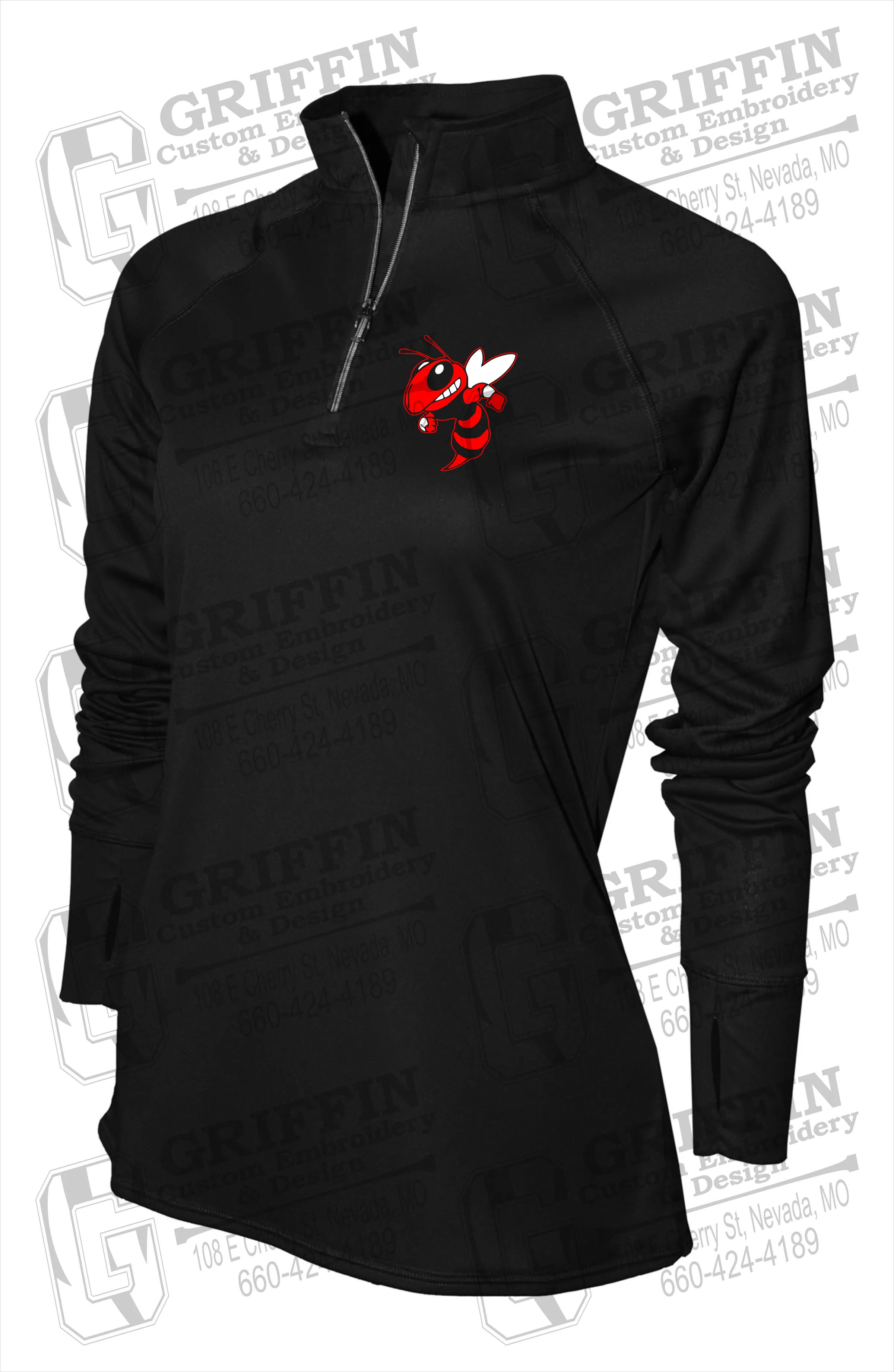 Women's Dry-Fit 1/4 Zip - Hume Hornets Logo