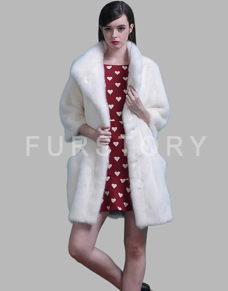 Women's Genuine Mink Fur Coat Women Jacket Long Overcoat  16176