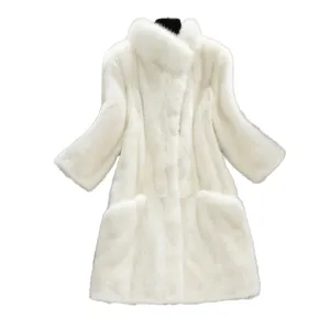 Women's Genuine Mink Fur Coat Women Jacket Long Overcoat  16176