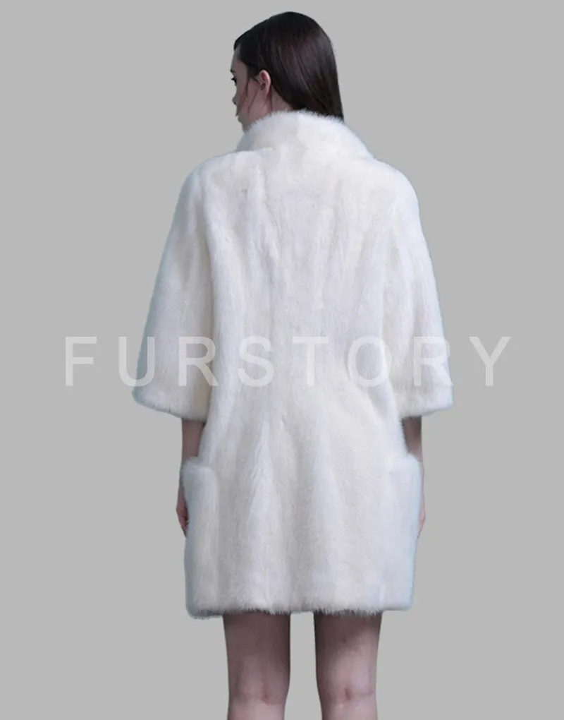 Women's Genuine Mink Fur Coat Women Jacket Long Overcoat  16176