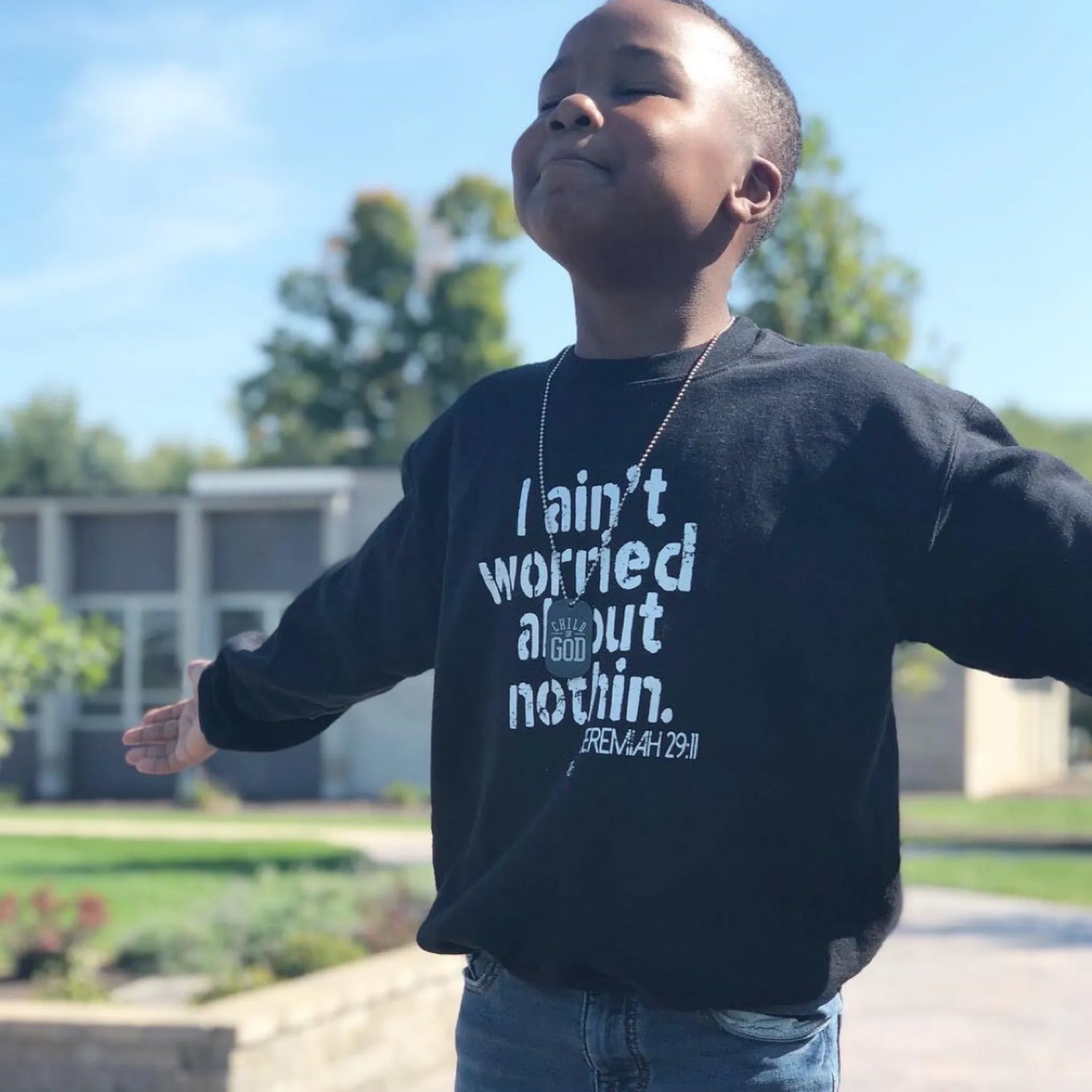 Youth and Adul Black I Ain't Worried About Nothin Jeremiah 29:11 Pullover